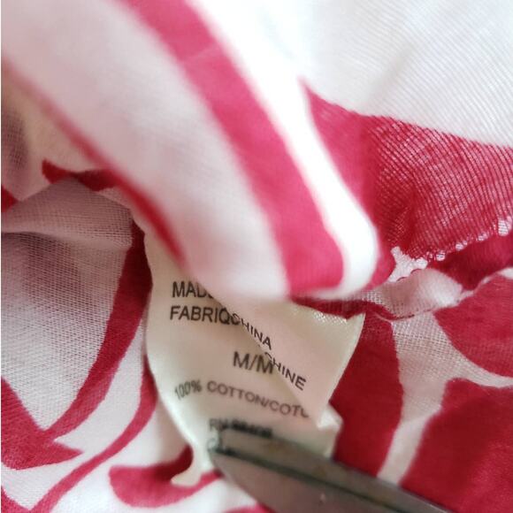 Theory Melka Blouse Hibiscus Tropical Pink Cotton Medium - Picture 9 of 12